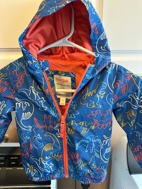 Cat & Jack Blue Dino Hooded Swim Coverup with Orange Lining